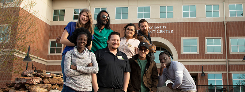 NWACC Students Standing by Fountain