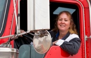 Woman Driving a Semi Truck