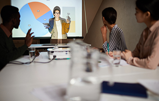 Woman giving business presentation